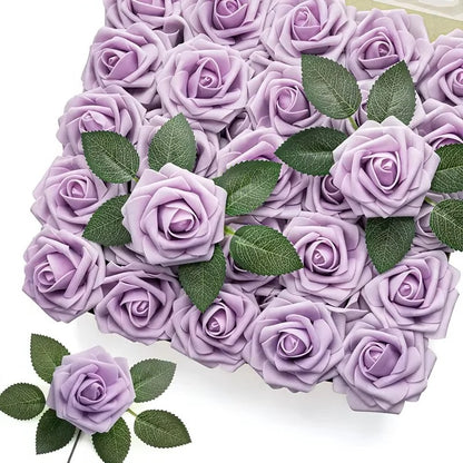 Red Artificial Roses Floral Stem Set for Decorative Use