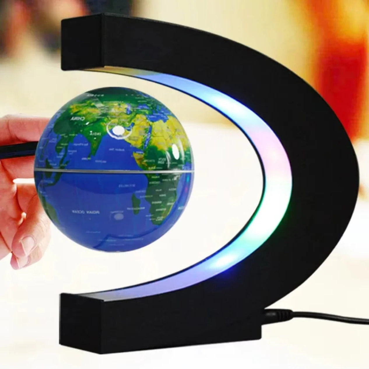Floating Magnetic Globe with LED Light Desk Display
