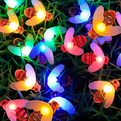 Bee Shaped Solar LED String Lights for Patio, Garden, and Yard