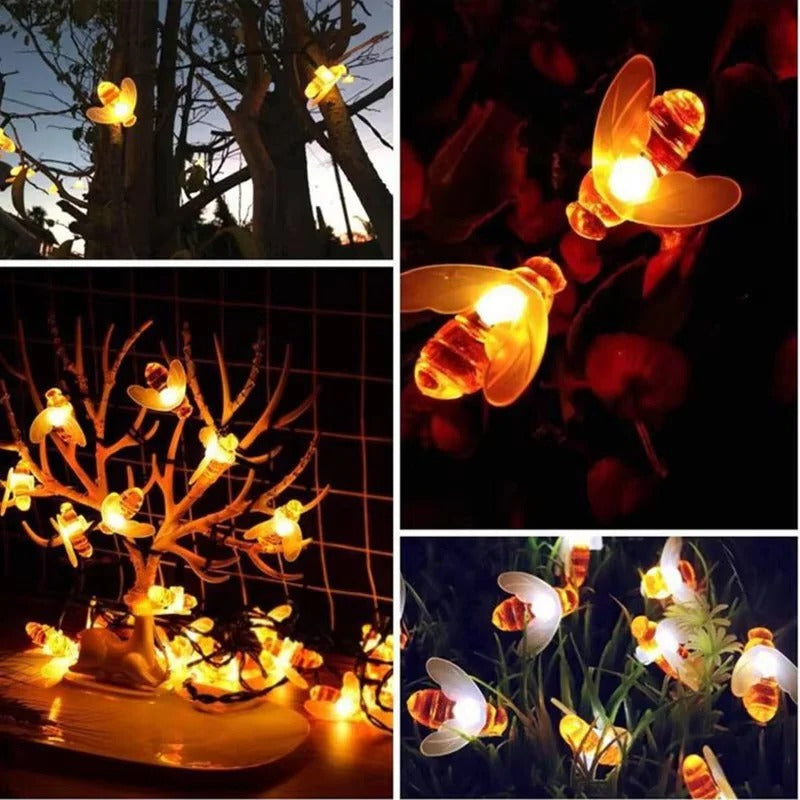 Bee Shaped Solar LED String Lights for Patio, Garden, and Yard