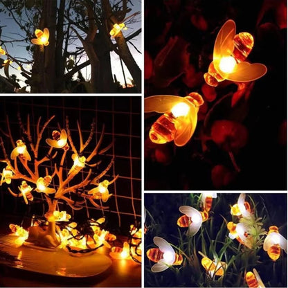 Bee Shaped Solar LED String Lights for Patio, Garden, and Yard