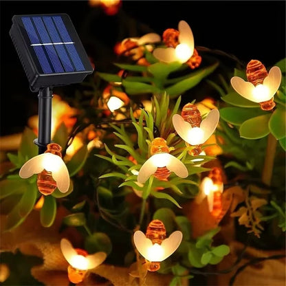 Bee Shaped Solar LED String Lights for Patio, Garden, and Yard