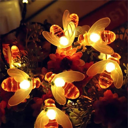Bee Shaped Solar LED String Lights for Patio, Garden, and Yard