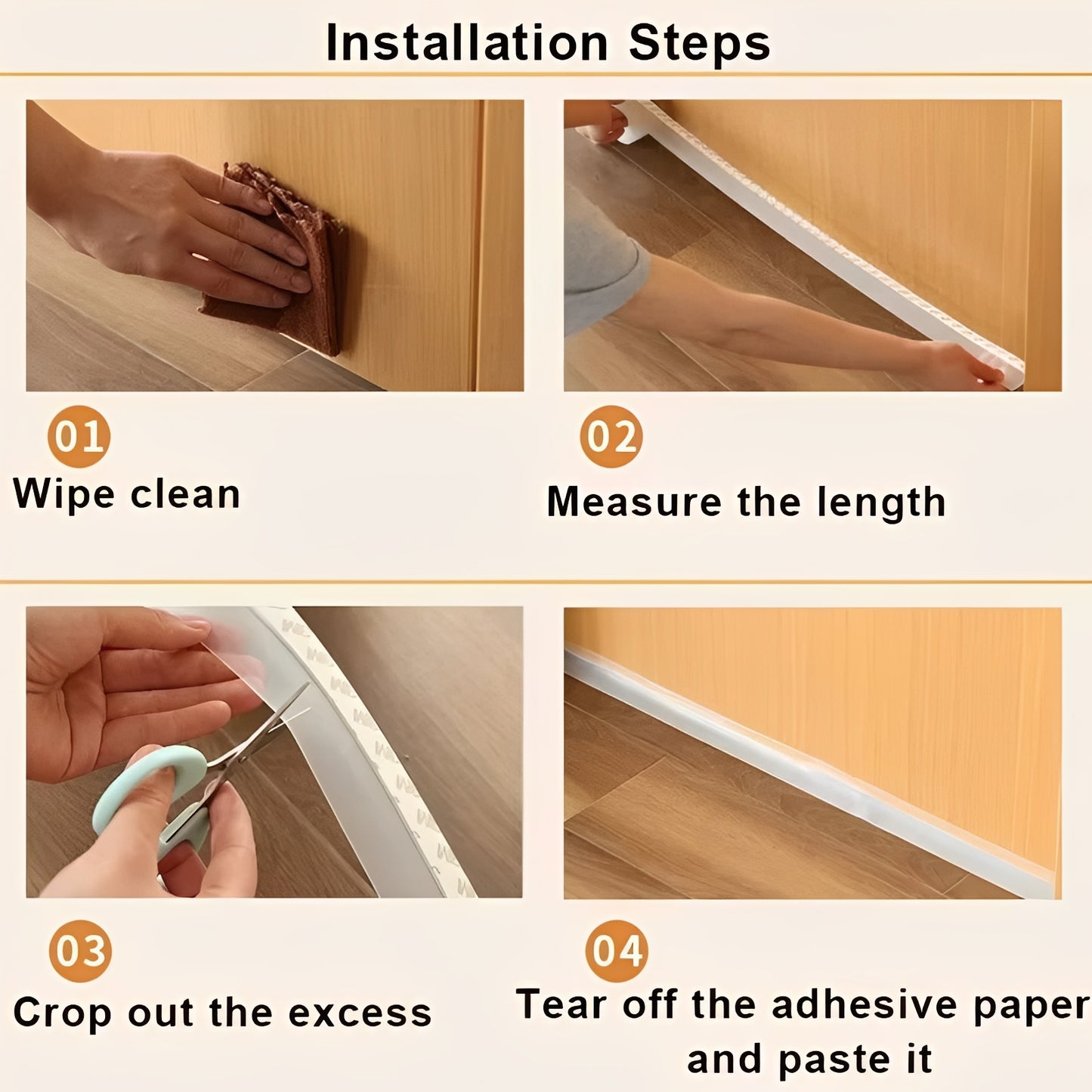 Silicone Door Gap Sealing Strip with Adhesive Backing