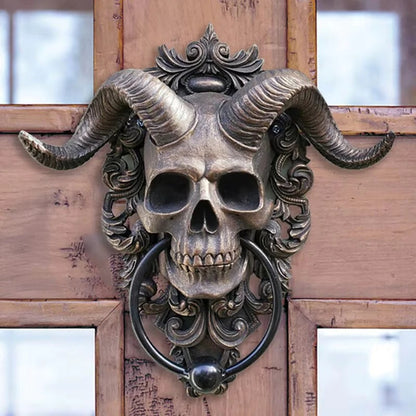 Resin Gothic Door Knocker with Goat Skull Decorative Design