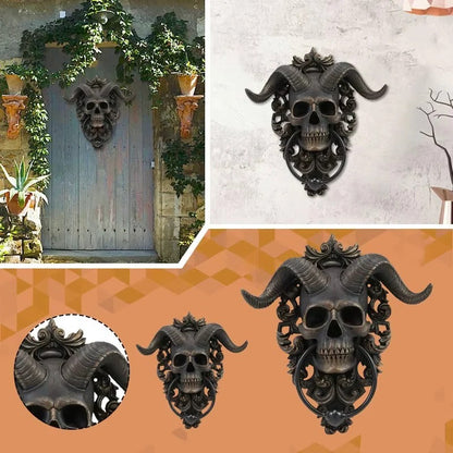 Resin Gothic Door Knocker with Goat Skull Decorative Design