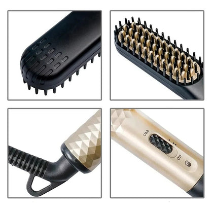 Portable Mini Beard Straightening Brush Ceramic for Quick Heating