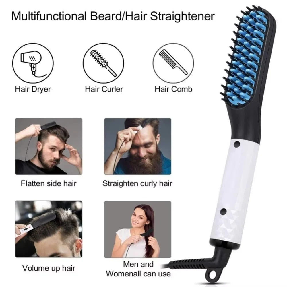 Portable Mini Beard Straightening Brush Ceramic for Quick Heating