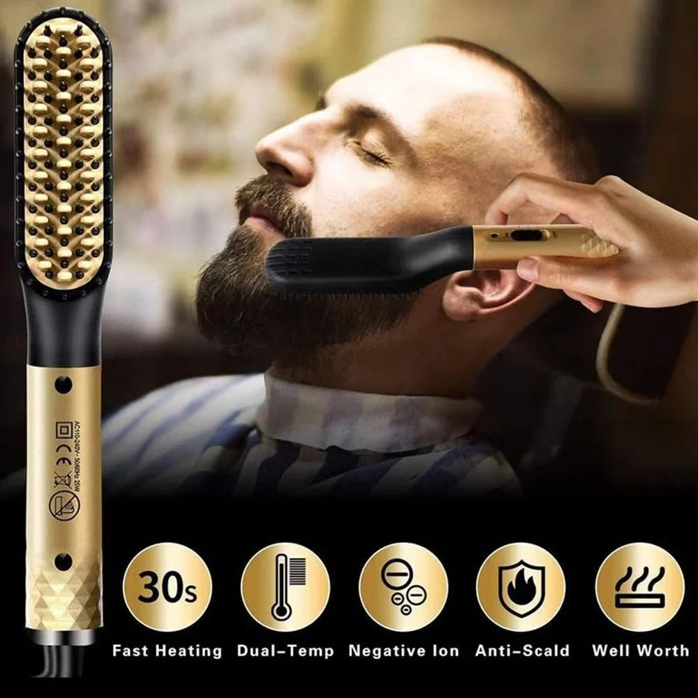 Portable Mini Beard Straightening Brush Ceramic for Quick Heating