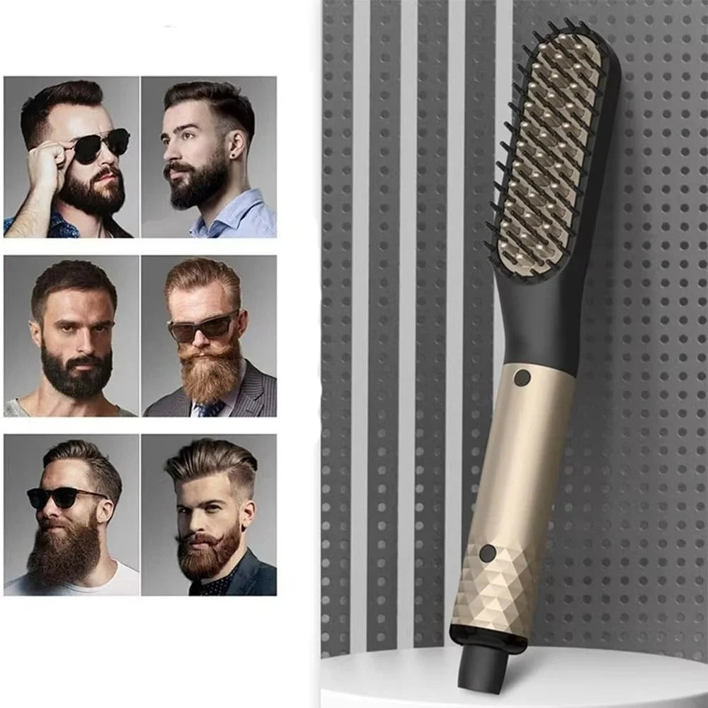 Portable Mini Beard Straightening Brush Ceramic for Quick Heating