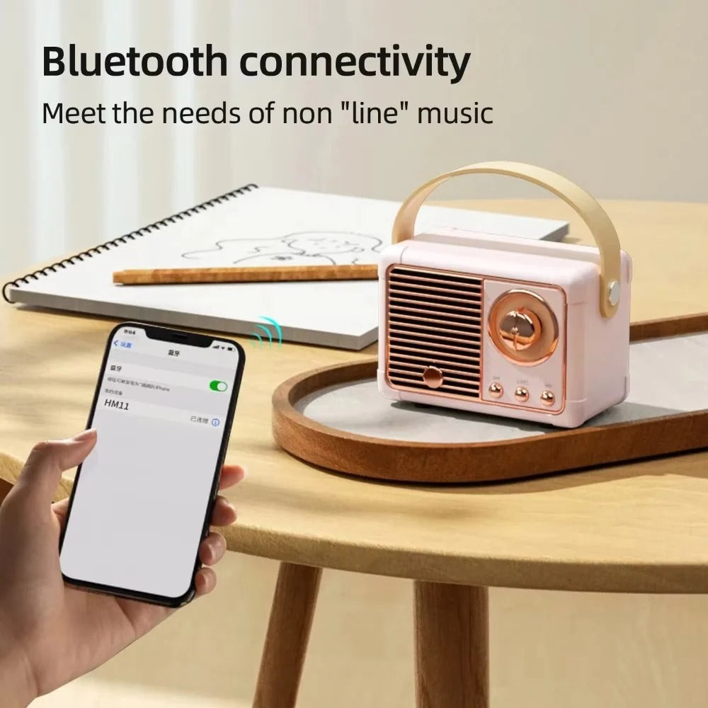 Retro Bluetooth Speaker with Subwoofer and 5.3 Wireless Connectivity for Home Decor
