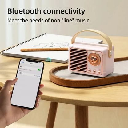 Retro Bluetooth Speaker with Subwoofer and 5.3 Wireless Connectivity for Home Decor