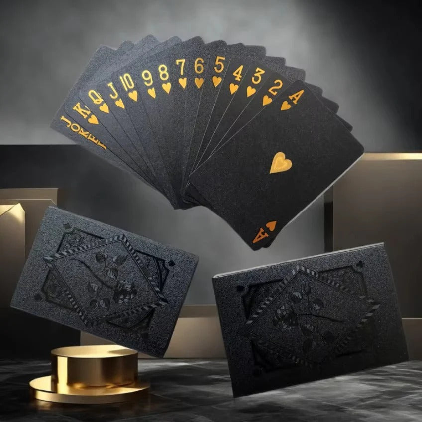 Luxury Black and Gold Playing Cards with Waterproof Finish