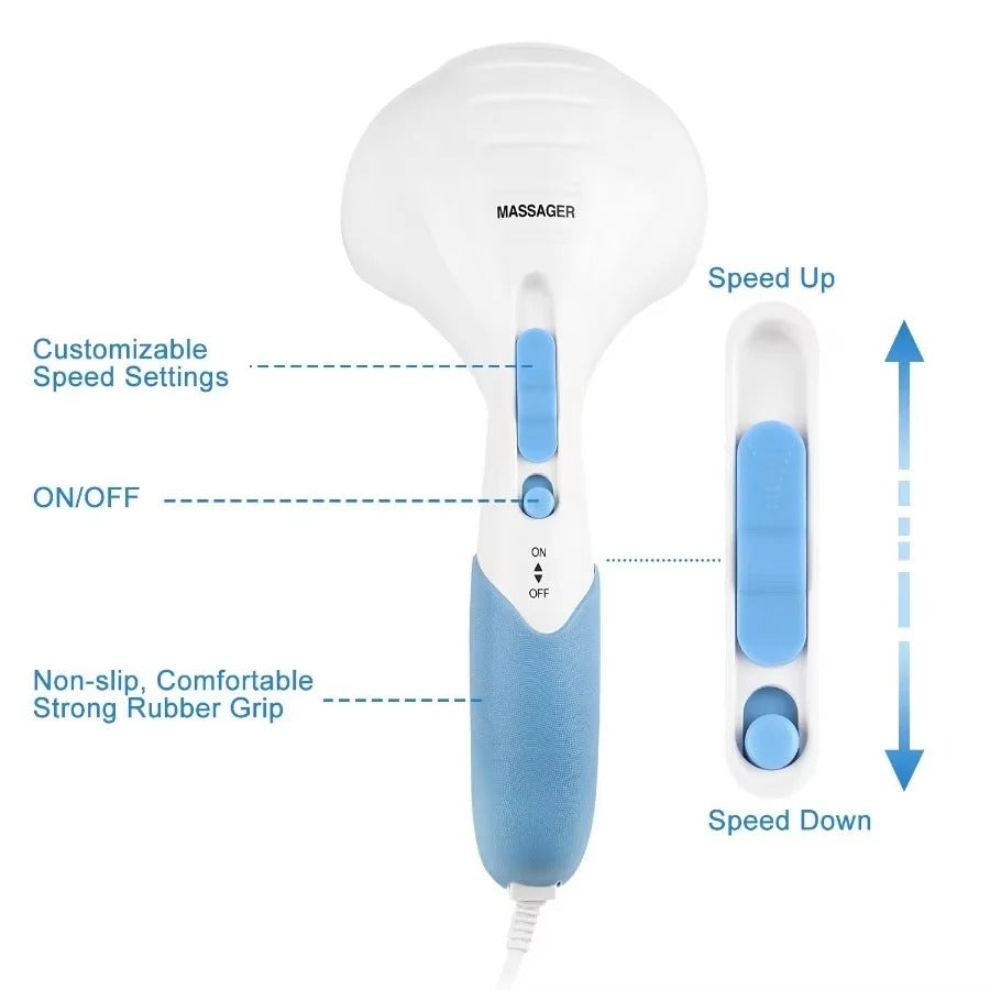 Dual Vibration Handheld Electric Massager with Adjustable Intensity