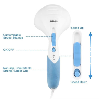 Dual Vibration Handheld Electric Massager with Adjustable Intensity