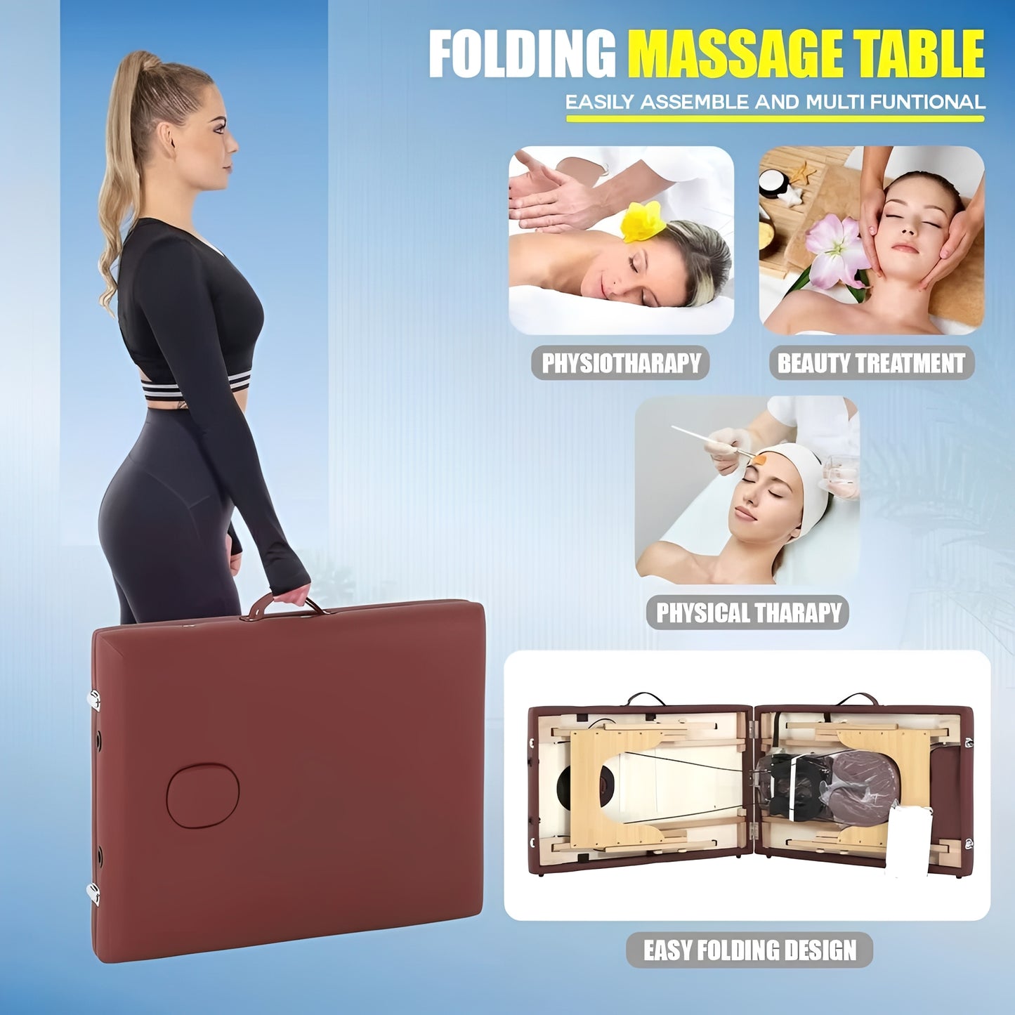 Portable Massage Table with Supportive Frame and Cushioning