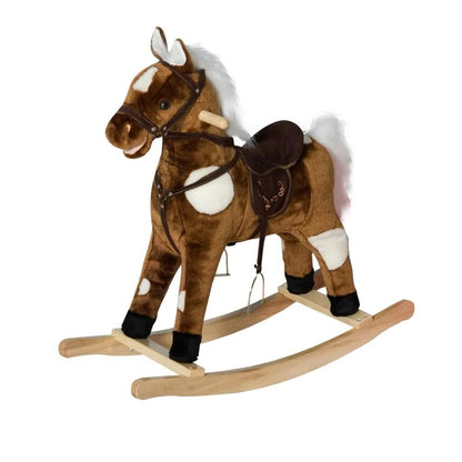 Plush Rocking Horse Ride On Toy with Built In Music