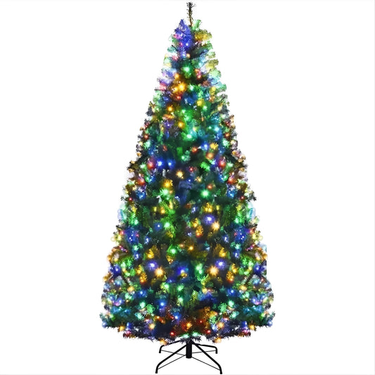 7FT Pre Lit Artificial Christmas Tree with Multicolored LED Lights