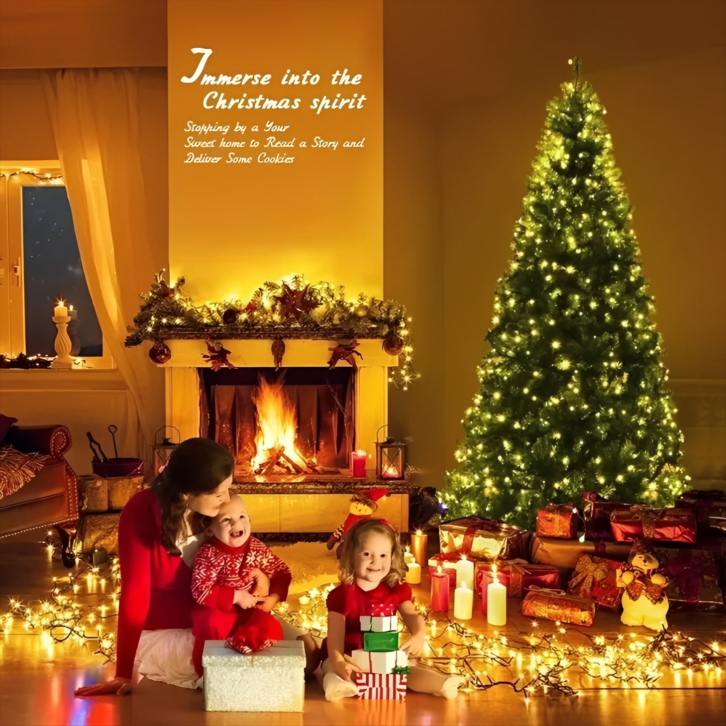 7FT Pre Lit Artificial Christmas Tree with Multicolored LED Lights