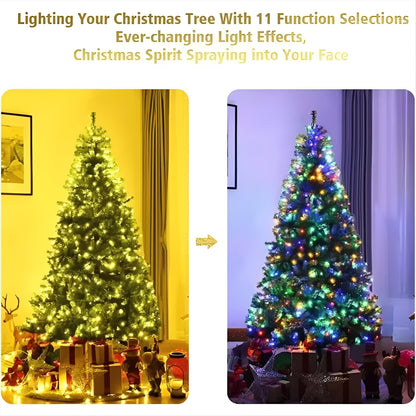 7FT Pre Lit Artificial Christmas Tree with Multicolored LED Lights