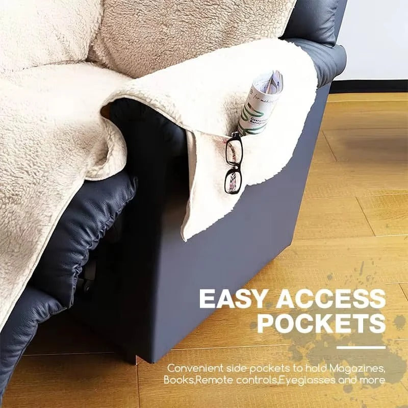 Plush Fleece Recliner and Armchair Cover with Textured Backing