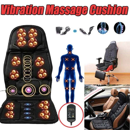 Portable Heated Massage Chair Pad with 8 Vibration Modes