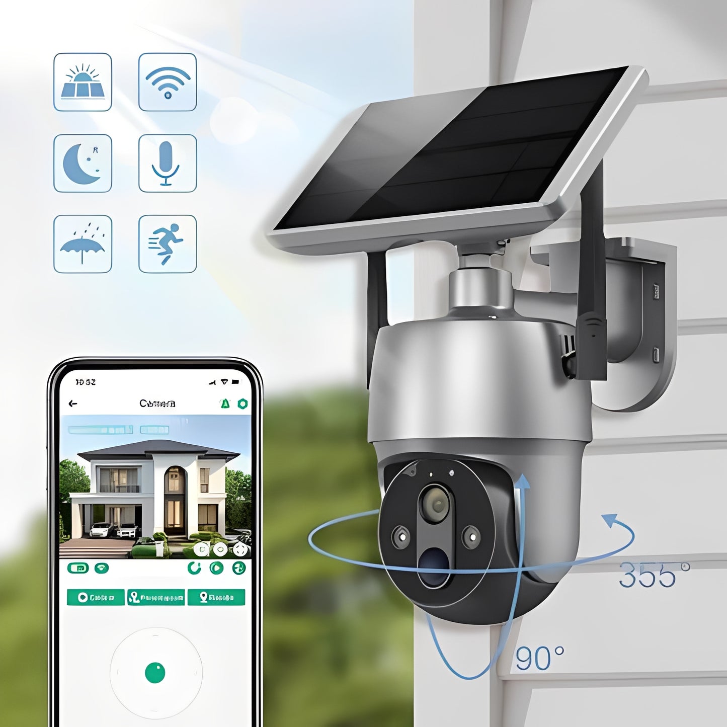 Solar Powered Outdoor Camera with Motion Detection and Audio
