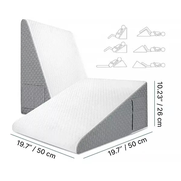Angled Support Wedge Pillow with Side Pockets
