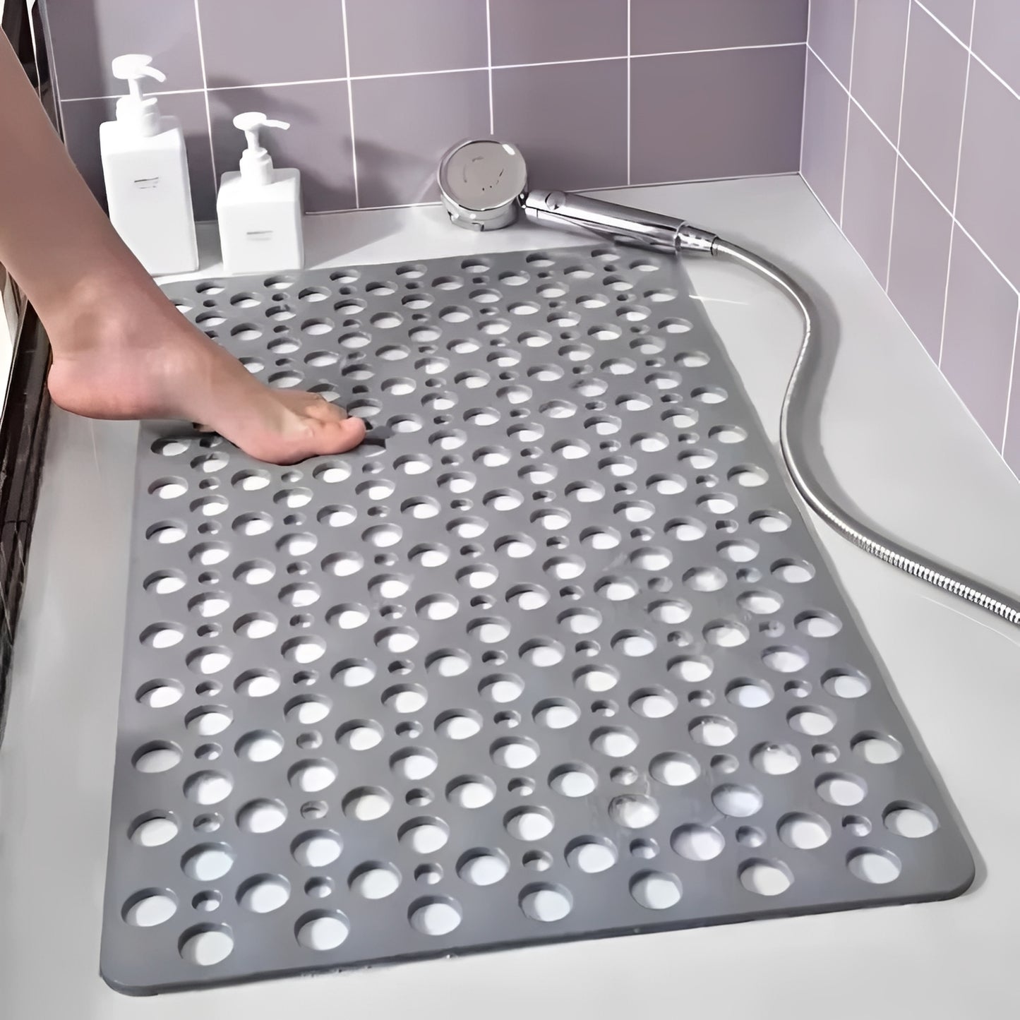 Shower Mat with Square Frame and Suction Cup Grid