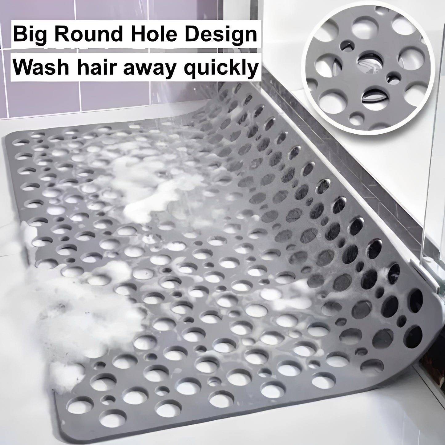 Shower Mat with Square Frame and Suction Cup Grid