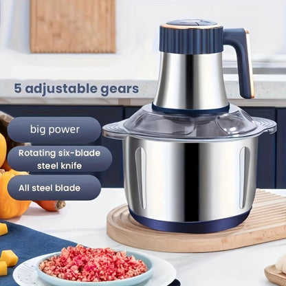 Electric Food Chopper with Stainless Steel Dual Blade System