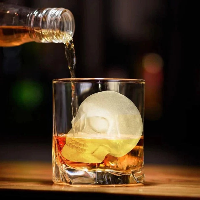 Skull Shaped Silicone Ice Cube Tray with 10 Cavities for Themed Drinks