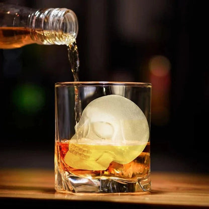 Skull Shaped Silicone Ice Cube Tray with 10 Cavities for Themed Drinks