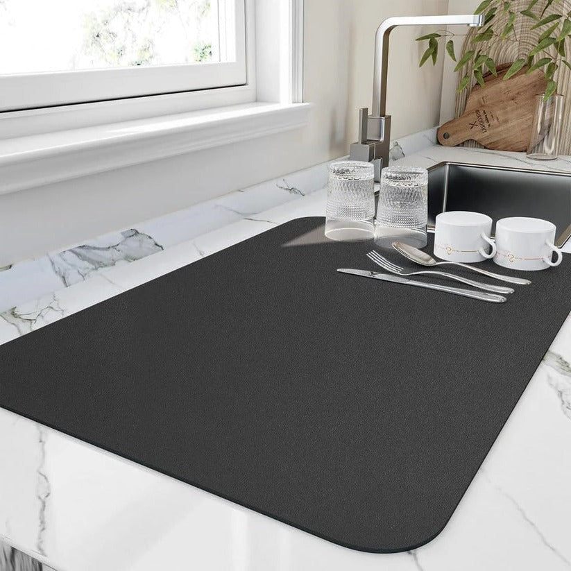 Kitchen Dish Drying Mat with Quick Absorbent Microfiber