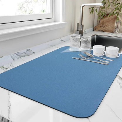 Kitchen Dish Drying Mat with Quick Absorbent Microfiber