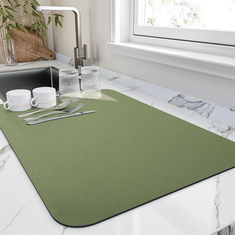 Kitchen Dish Drying Mat with Quick Absorbent Microfiber