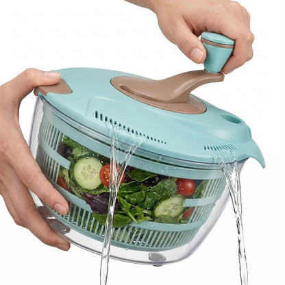 Vegetable Spinner with Dual Drainage System for Washing and Drying Greens and Fruits