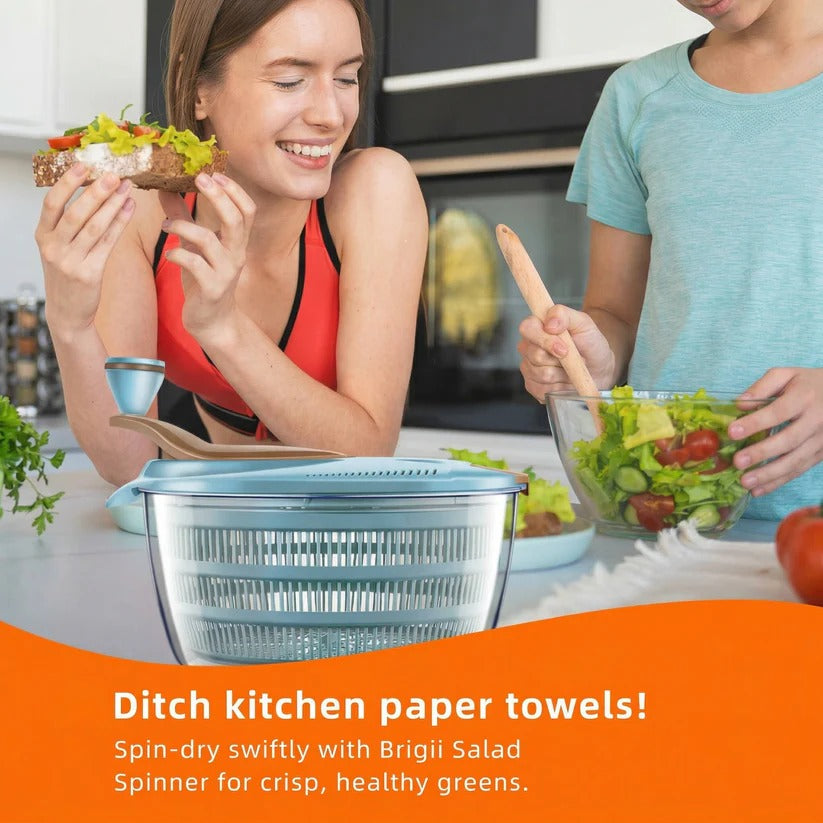 Vegetable Spinner with Dual Drainage System for Washing and Drying Greens and Fruits