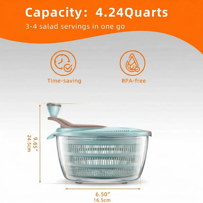 Vegetable Spinner with Dual Drainage System for Washing and Drying Greens and Fruits