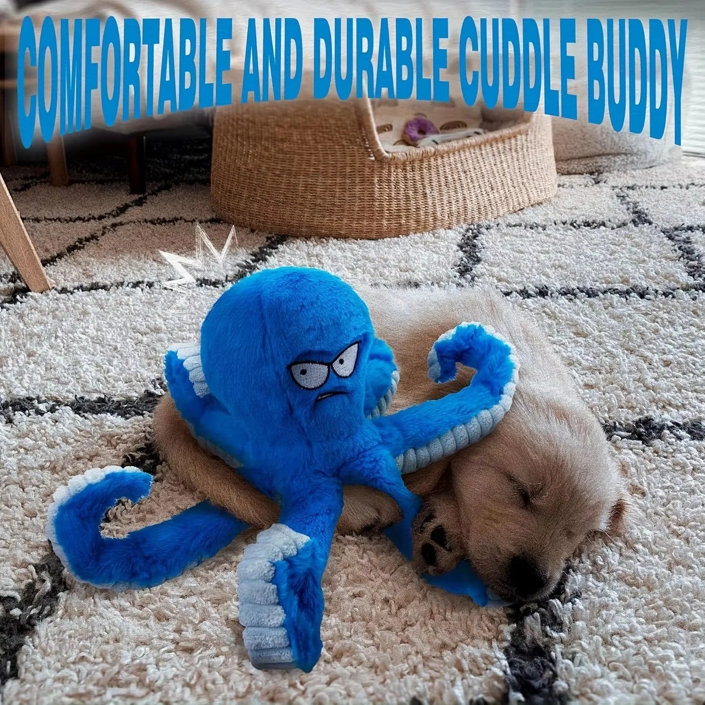 Plush Octopus Shaped Pet Toy with Sound Feature