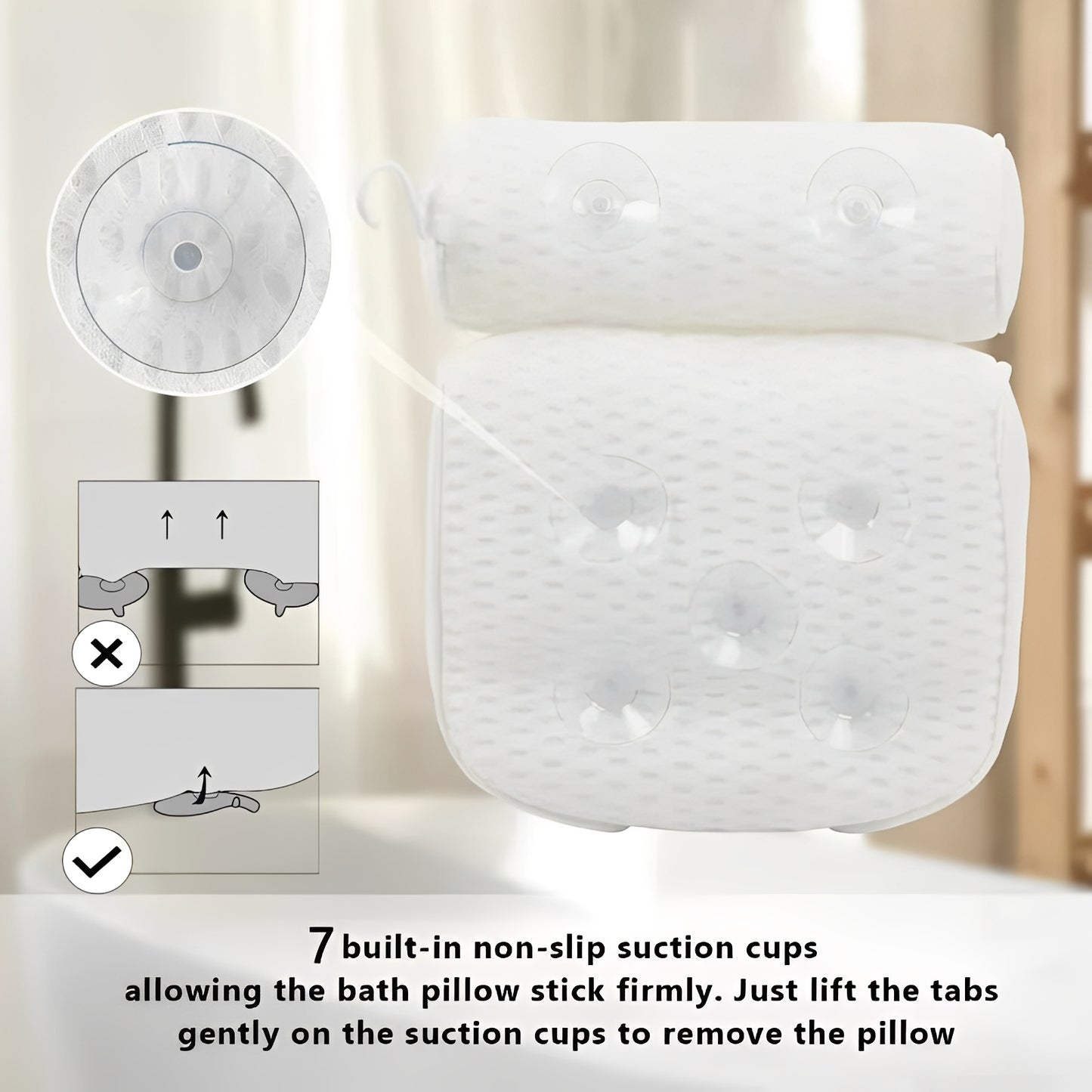 Bath Pillow with Air Mesh for Neck and Back Support