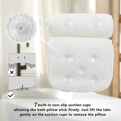 Bath Pillow with Air Mesh for Neck and Back Support