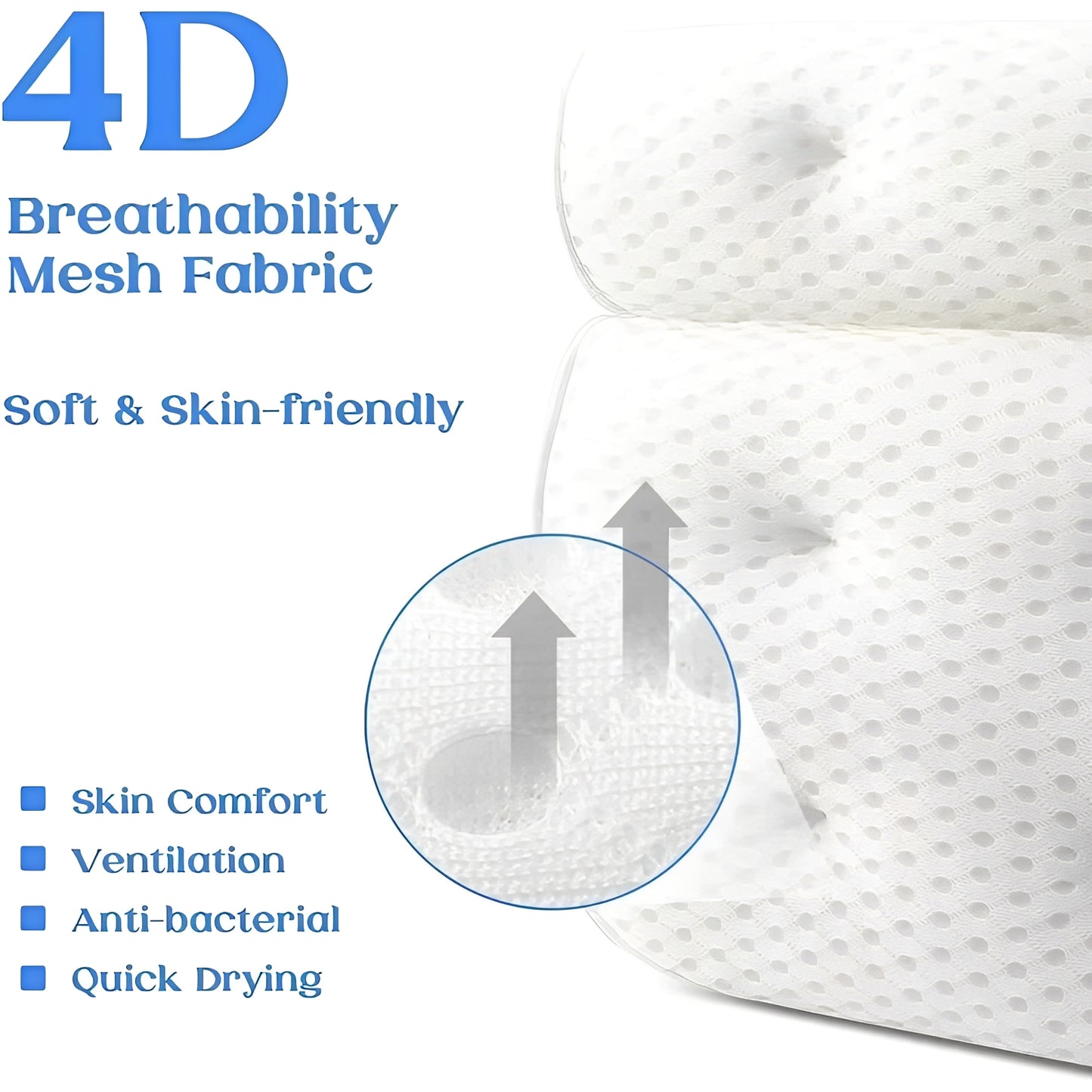 Bath Pillow with Air Mesh for Neck and Back Support