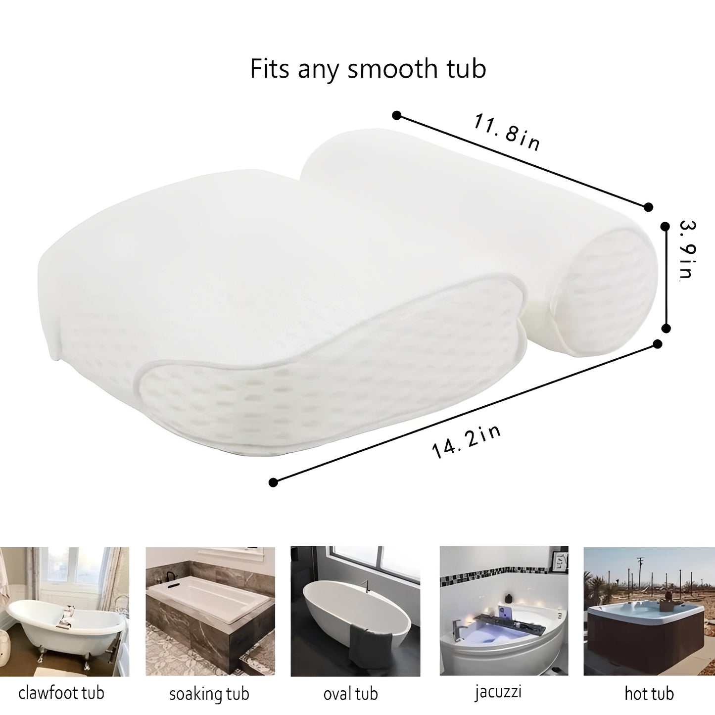 Bath Pillow with Air Mesh for Neck and Back Support