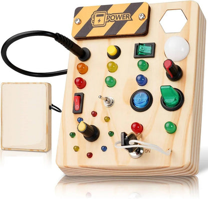 Montessori Wooden Switch Board with LED Lights for Toddlers