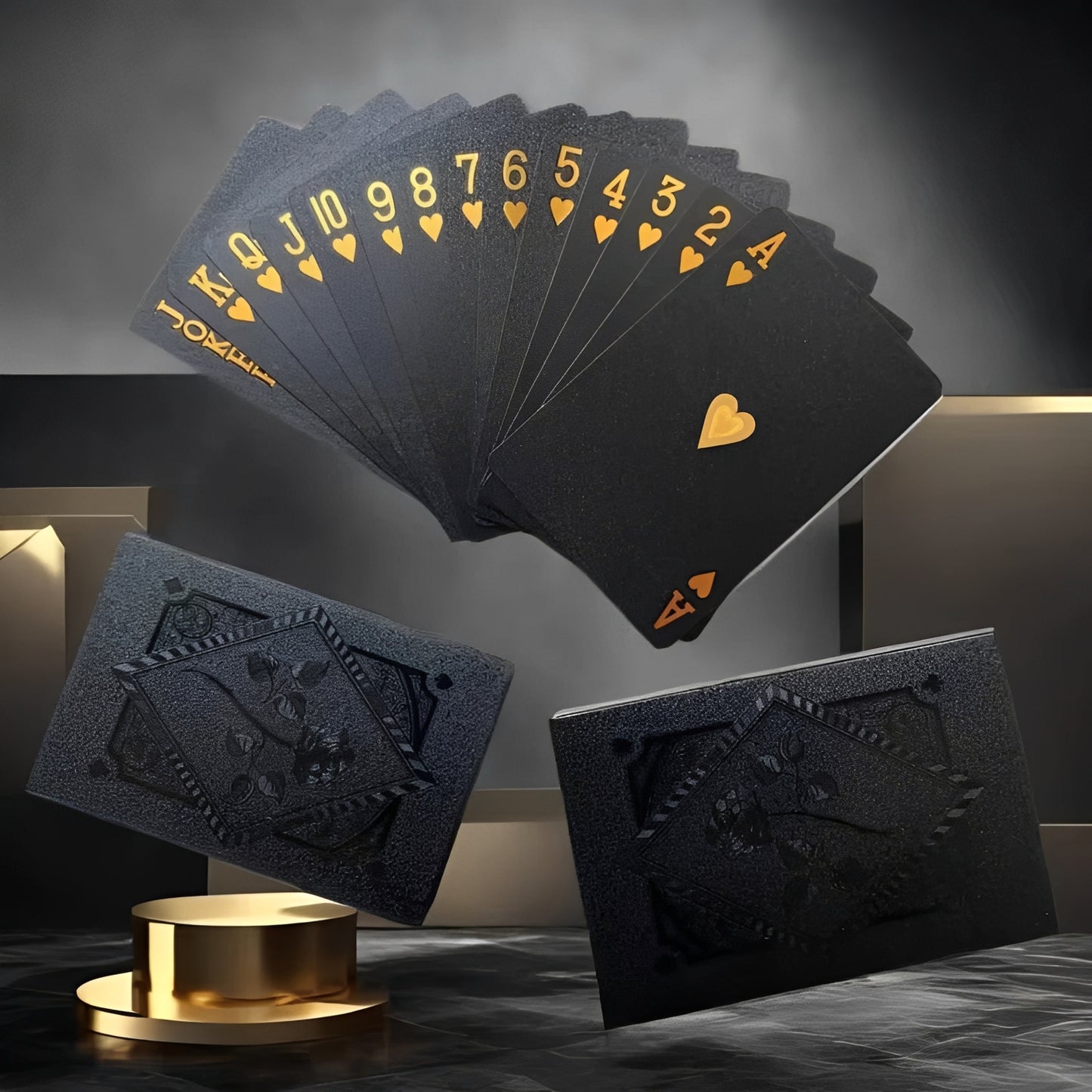 Black Gold Foil Style Playing Cards for Games and Travel