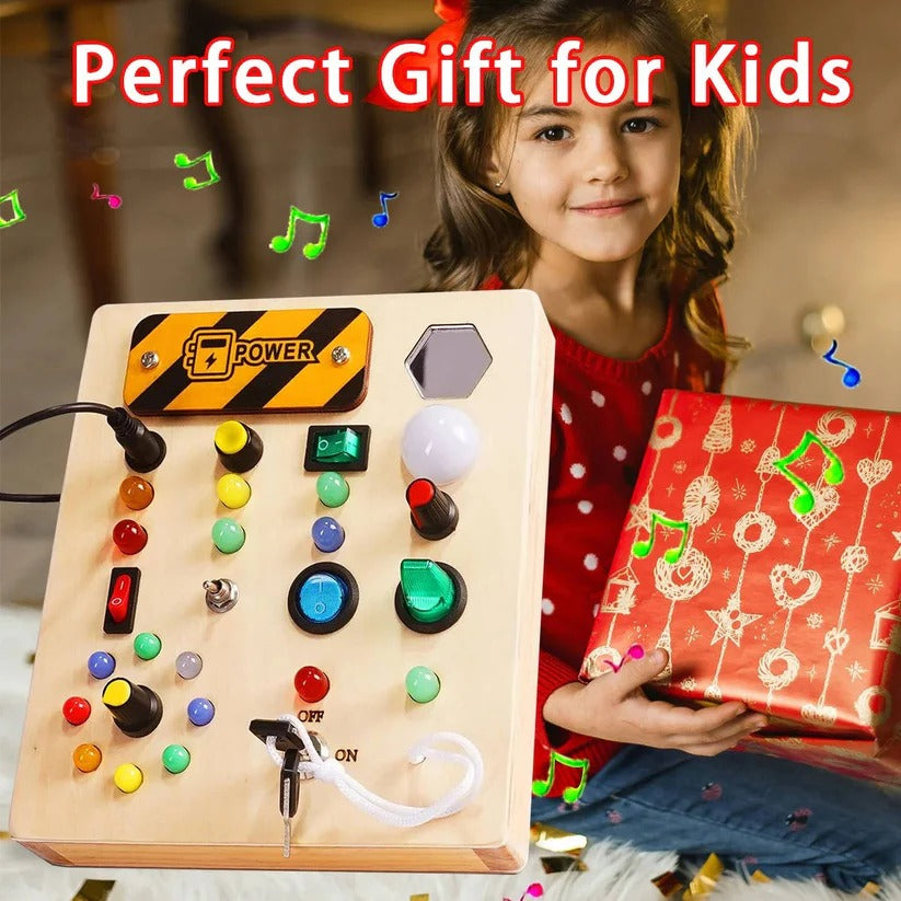 Montessori Wooden Switch Board with LED Lights for Toddlers