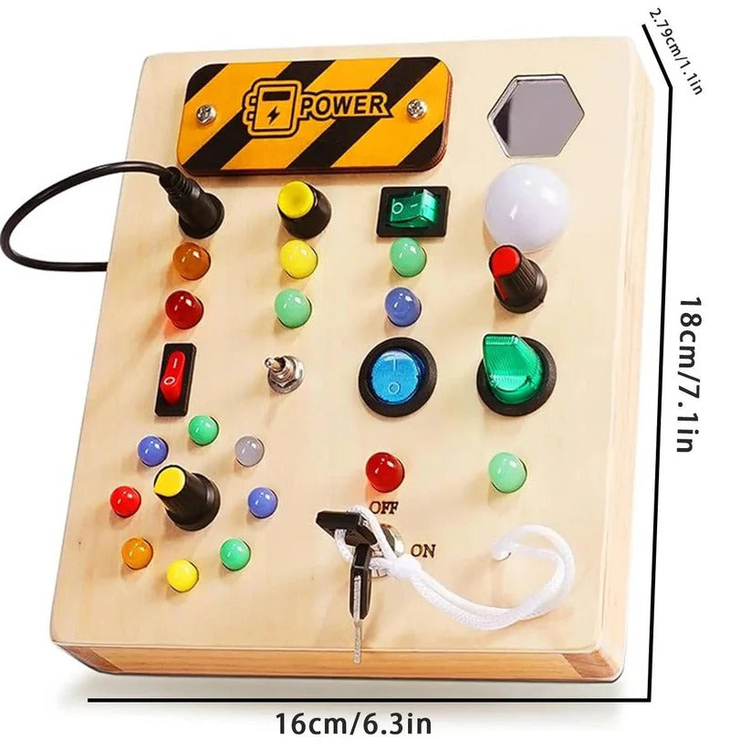 Montessori Wooden Switch Board with LED Lights for Toddlers