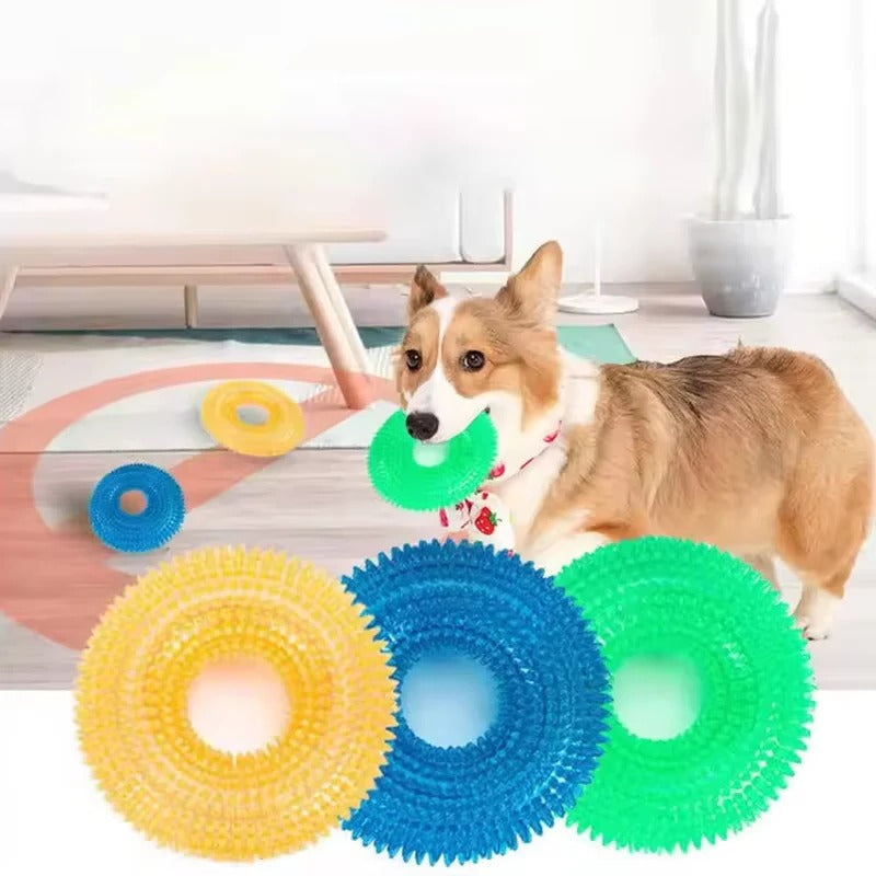 Rubber Dog Chew Ring Toy with Built In Squeaker