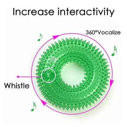 Rubber Dog Chew Ring Toy with Built In Squeaker
